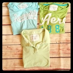 Set Lot Aeropostale Shirts Polo Long Sleeve L XL